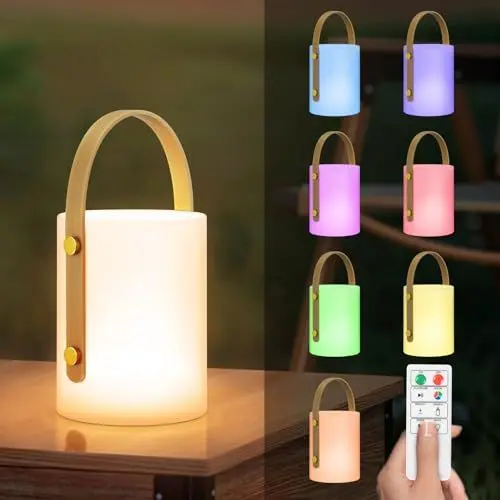 Produktbild: light to hope LED Akku Outdoor Lampe mit Fernbedienung Dimmbare Tischlampe Kabellos 8 Farben & Warmweiß IP44 Wasserdicht USB-C Camping Lampe für Außen, Garten, Terrasse, Esstisch, Bar(H22 cm)