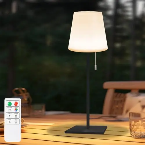 Produktbild: light to hope LED Tischlampe Kabellos Outdoor Dimmbar 2700K und RGB IP44 Wasserdicht Akku Tischleuchte für Schlafzimmer, Garten, Esstisch, Balkon, Hotel(Schwarz)