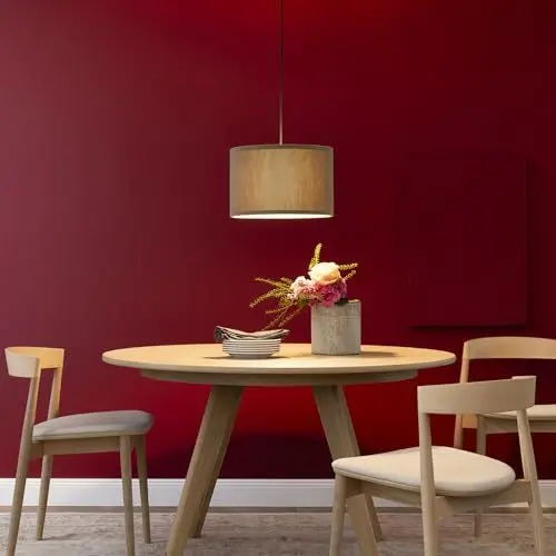 Produktbild: Lightbox Hängelampe | Ø 35 cm | Retro Lampe in Cord Stoff in Grau | 70er Jahre Pendelleuchte mit E27 Fassung | Deko Decken-Lampe für das Wohnzimmer oder den Flur (von Decke hängend)