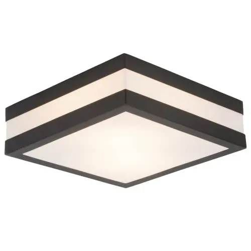 Produktbild: Lightbox Outdoor Deckenlampe - 9 x 29 cm - 2 flammige Außen Wand- & Deckenleuchte - für die Terasse oder Gartenhaus - 2 x E27 Fassung, max. 40 W - aus Edelstahl/Kunststoff - in Anthrazit/Weiß