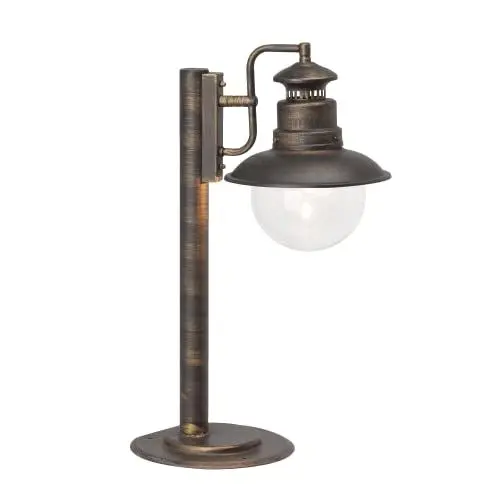 Produktbild: Lightbox rustikale Pollerleuchte - spritzwassergeschützte Sockelleuchte geeignet für den Außenbereich - Metall/Glas Schwarz Gold - 53cm Höhe