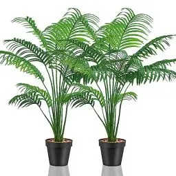 Produktbild: Lighterday Set mit 2 Kunstpflanzen Groß Künstliche Pflanzen Kunstpflanze Fake Plant,Kunstpflanzen Wie Echt,Plastik Pflanze Hoch für Büro,Zuhause,Drinnen und Draußen Deko (Kleine Palme)