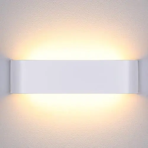 Produktbild: Lightess 16W Wandlampe Innen LED Wandleuchte Weiß Lampe Wand Flur up and Down Leuchten Flach Bettleuchte Weiss IP44 Aluminium Treppenhuas Beleuchtung für Wohnzimmer Schlafzimmer Flur usw, Warmweiss