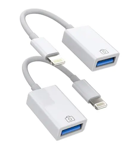 Produktbild: Lightning USB Adapter Kabel(2Pack)Iphone Klinke OTG Tastaturen USB Stick Kartenlesegerät Kamera Kartenleser Maus Hub Flash Drive Zubehör Kompatibel mit 14 13 12 11 Pro Max Mini 8 7 Plus X Se Ipad ip