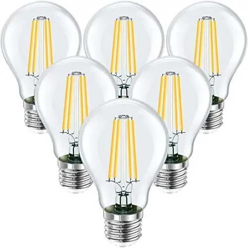 Produktbild: LIGHTNUM E27 LED Warmweiss, 4W 400lm Glühbirne ersetzt 35W Halogenlampen, 2700K Filament Leuchtmittel, Classic Lampe Birnen in Kolbenform, 6 Stück, Klar