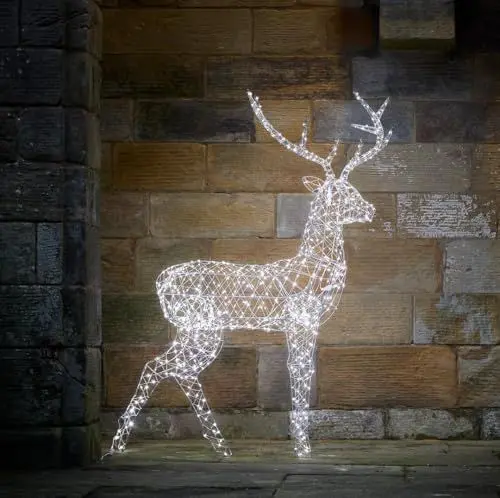 Produktbild: Lights4fun 150cm Duchy Dual LED Rentier Figur mit Timer Strombetrieben Weihnachtsdeko Außen Rentier Outdoor Weihnachtsbeleuchtung Außen und Innen