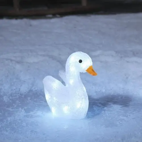 Produktbild: Lights4fun 19cm LED Acryl Baby Schwan Figur innen und außen Weihnachtsfigur Weihnachtsdeko Weihnachtsbeleuchtung Außen Gartendeko
