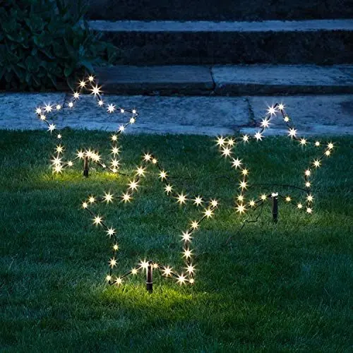 Produktbild: Lights4fun 3er Set Micro LED Sterne warmweiß 4,5V Außenbereich