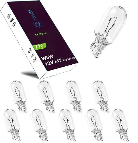 Produktbild: LIGHTWORLD24 10 x W5W T10 12V 5W Standlicht Lampe Sockel 2.1x9.5d Glassockellampe Signallampe Parklicht Positionslicht Fahrzeuginnenraum Weiß