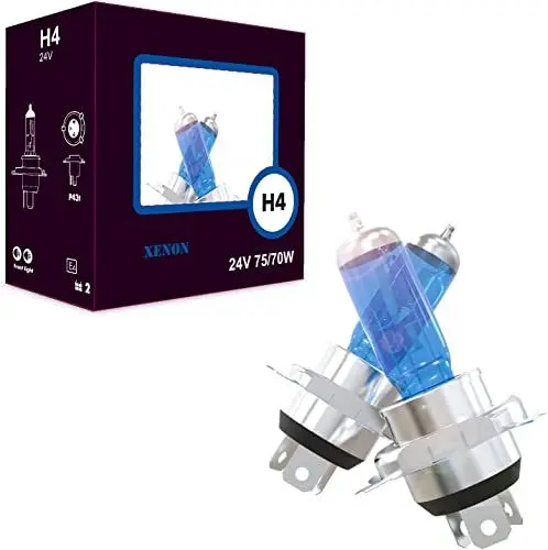 Produktbild: LIGHTWORLD24 2 x H4 24V 75/70W HALOGENLAMPE GLÜHLAMPE GLÜHBIRNE LAMPE BIRNE XENON STYLE für LKW Nutzfahrzeuge BUS TRAKTOR Scheinwerferlampe Fernlicht-Abblendlicht