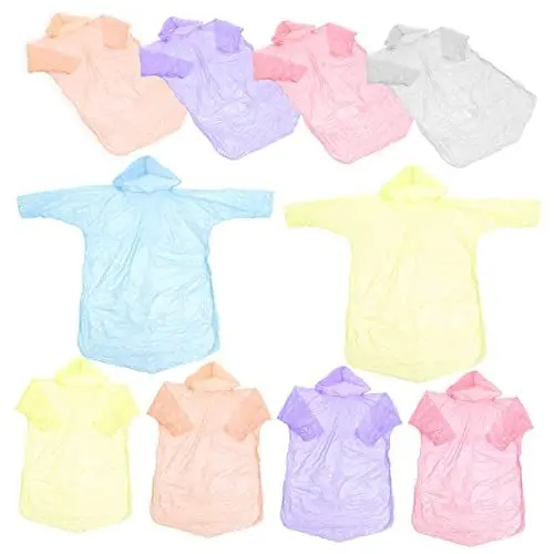 Produktbild: LIGIGWASH 10 Stück Einweg Regenponchos für Erwachsene Wasserdichter Regenmantel für Camping Radfahren und Outdoor Aktivitäten Atmungsaktiv und Hautfreundlich mit Kapuze und Zugband