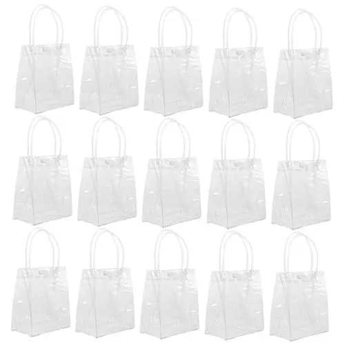 Produktbild: LIGIGWASH 24 Stück PVC Tragetaschen mit Griffen Klare Wiederverwendbare Geschenktüten für Partys Hochzeiten und Einkauf Stabil und Praktisch für Süßigkeiten und