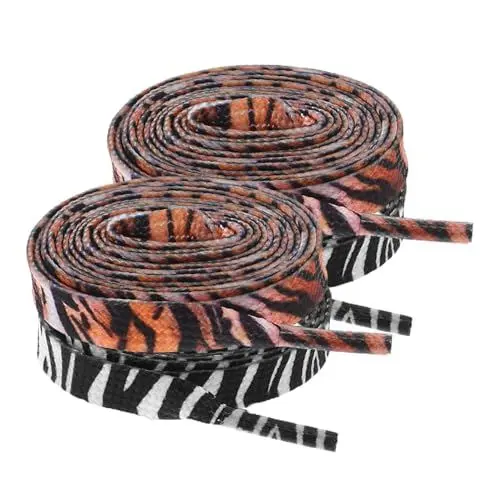 Produktbild: LIGIGWASH 2 Paare Zebra Animal Shoelaces Flat Polyester Schnürsenkel Tiger -schnürsenkel Flattier -schnürsenkel Ersatz Für Stiefel Sneaker -schuhe