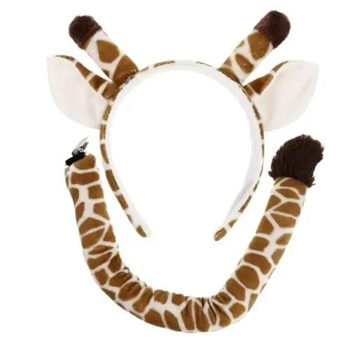 Produktbild: LIGIGWASH Giraffen Kostüm mit Haarreif und Plüsch Animal Ear Headband Cosplay Zubehör für Erwachsene und Tierkostüm Dekoration für Karneval Fasching Mottoparty