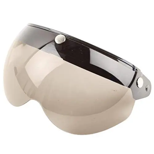Produktbild: Lihsong Universal 3 Snap Retro-Helmvisier, Winddichter Sonnenschutz, Halbes Gesicht, Motorradhelm-Visier (Braun)