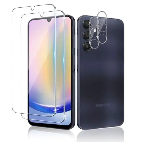 Produktbild: LiiLaa Schutzfolie für Samsung Galaxy A25 5G für Panzerglas, 2 Stück Gehärtete Glas Schutz Folie mit 2 Stück Kameraschutz, 9H displayschutz Ultra-klar Schutzglas