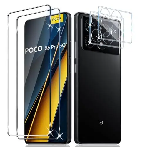 Produktbild: LiiLaa Schutzfolie für Xiaomi Poco X6 Pro 5G für Panzerglas, 2 Stück Gehärtete Glas Schutz Folie mit 2 Stück Kameraschutz, 9H displayschutz Ultra-klar Schutzglas