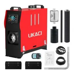Produktbild: LIKACI Dieselheizung All-in-One, 5 kW-8 kW, 12 V/24 V, Diesel-Luft-Auto-Parkheizung mit verbessertem LCD-Schalterdisplay und Fernbedienung, schnelles Aufheizen, für Wohnmobil, Garage, LKW, Boot, Rot
