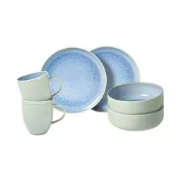 Produktbild: like. by Villeroy & Boch, Crafted Blueberry, Frühstücksset 6-teilig, Premium Porzellan, türkis