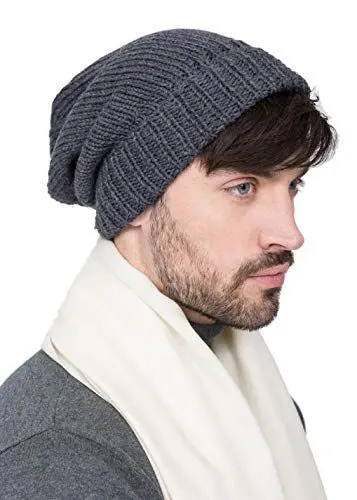 Produktbild: likemary Beanie Herren – Wintermütze für Männer, Handgestrickt aus Merinowolle – Warme Strickmütze für Outdoor, Fair Produktion, Ethisches Geschenk Grau