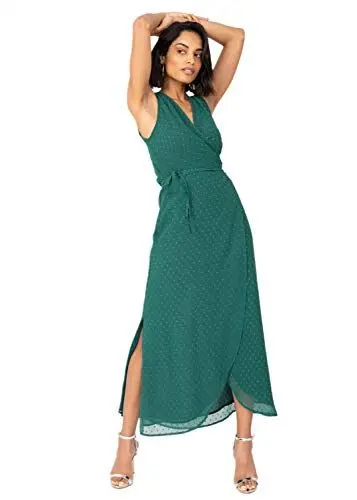Produktbild: likemary Maxi-Wickelkleid Damen Boho Gestreifter Grün M (38-40) Smaragdgrün