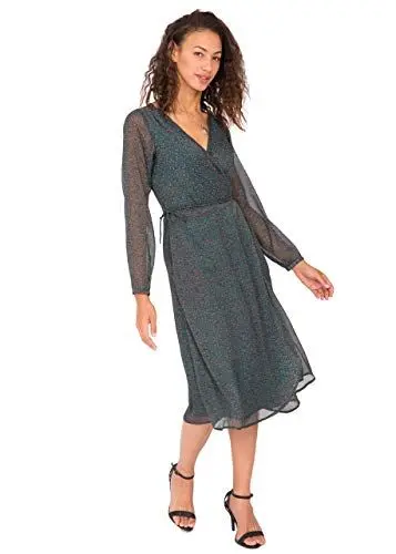Produktbild: likemary Midi-Wickelkleid Damen mit Langen Ärmeln mit Blumendruck S