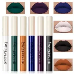 Produktbild: Likesing 6 Stück Schwarzer Lippenstift Set 24 Stunden Halt Lipgloss Matte Black Lipstick Lip Gloss Long Lasting Schwarz Lippenstift Lip Balm Lipgloss Halloween Geschenk Make up Damen Frauen