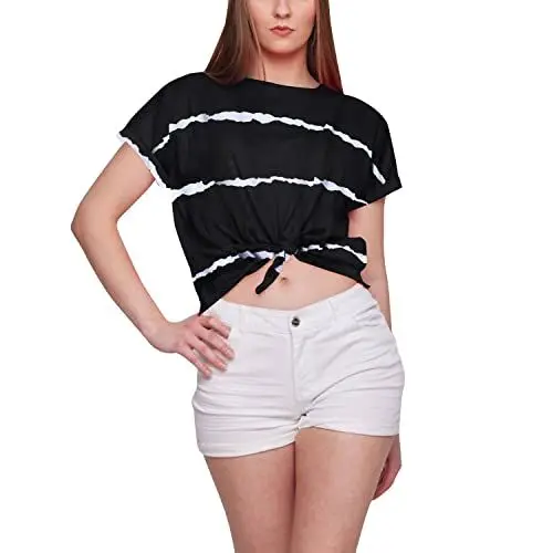 Produktbild: LiKing T-Shirts für Damen, Italienische Mode Tshirt Baumwolle Hippie Kleidung Damen Going Out Top Coole Klamotten Für Jugendliche Mädchen Party Oberteil 6103 BL M