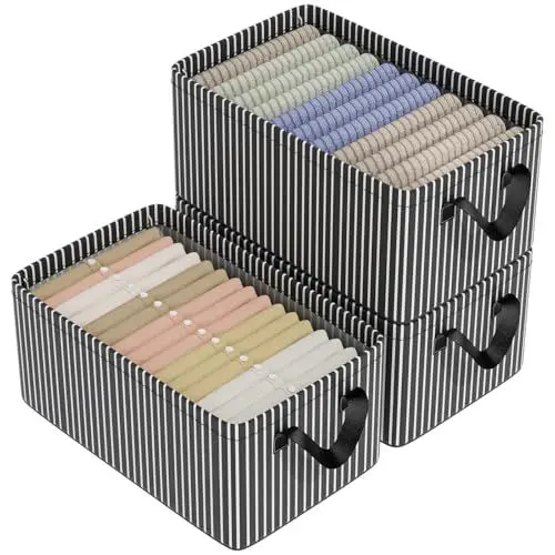 Produktbild: Likorlove 3 Stück Aufbewahrungsboxen, Extra groß Faltbox Faltbare Aufbewahrungskiste mit Griff Stoff Schubladen Ordnungsboxen Kleiderschrank Organizer für Kleidung Bücher Spielzeug - Grau
