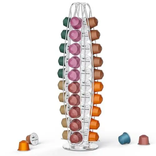 Produktbild: Likorlove Kapselhalter Drehbar für 40 Nespresso Kaffeepads, Kapselspender Rotierend für 40 OriginalLine Kapseln, Kaffee Kapselständer Zubehör Aufbewahrung Platzsparend - Silber