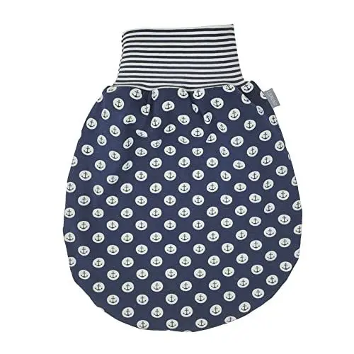 Produktbild: Lilakind“ Baby Kinder Winter Schlafsack Strampelsack Pucksack Gefüttert Jersey Anker Marine Gr. S - Made in Germany