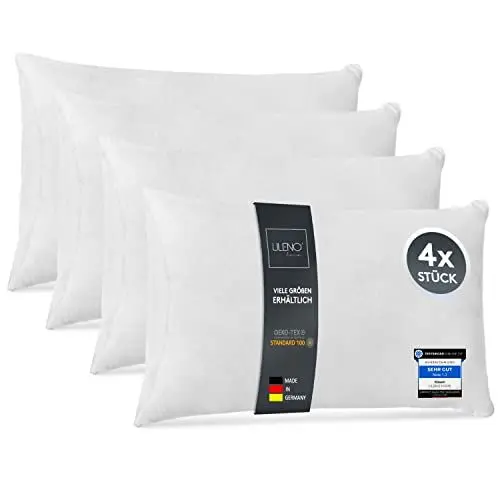 Produktbild: LILENO HOME 4er Set Kissenfüllung 40x60 cm - 40°C waschbares Innenkissen geeignet für Allergiker - Polyester Kisseninlet als Couchkissen, Sofa Kissen, Cocktailkissen und Kopfkissen