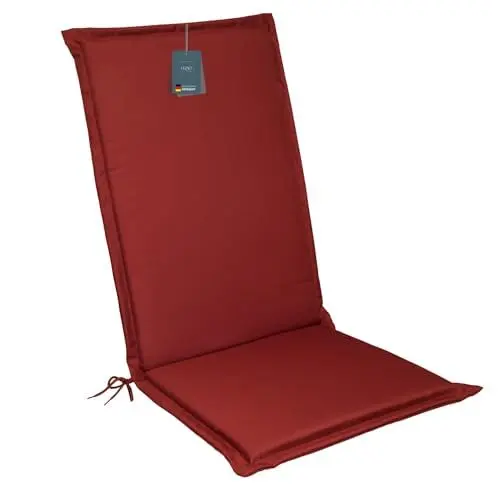 Produktbild: LILENO HOME Gartenstuhl Auflagen (1er Set - Hochlehner) in Rot - Bequeme Liegen als Sitzauflagen für Gartenmöbel - Stuhlkissen für Gartenstühle und Klappstühle MIA