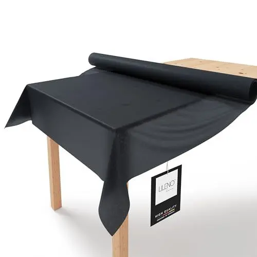 Produktbild: LILENO HOME Tischdeckenrolle 1,10 x 25 m - Tischdecke Schwarz aus Vlies - Stoffähnlich, abwaschbare Tischdecke als Rolle, Meterware Tischtuchrolle - Einweg Papiertischdecke Rolle Alternative
