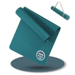 Produktbild: LILENO SPORTS Yoga Matte Türkis (180x60cm) inkl. Tragegurt - Sport und Yogamatte extra rutschfest in 4 mm Dicke - Gymnastikmatte und Fitnessmatte für Workout und Yoga - Sportmatte für Zuhause