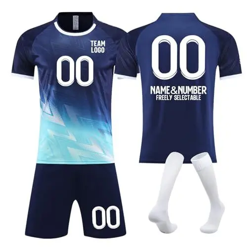 Produktbild: LILIHOT Fußball Trikot Kinder Personalisiert Fußball Trikot Herren Türkei Mädchen Geschenke 11 Jahre Fussball Fußball Trikot Kinder Mit Namen 128 Fussball Geschenke Mädchen 9 Jahre(#D Royal Blue)