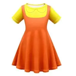 Produktbild: LILIHOT Game Kostüm,Game Staffel 2 Costume Merch für Kinder und Damen Karneval Kostüm Knee Length Cosplay Puppe Kleider Maskerade Party Requisiten Halloween Kleid(Yellow,S)