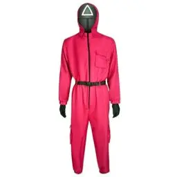 Produktbild: LILIHOT Game Kostüm Staffel 2,Karneval Kostüm Costume Merch für Erwachsene Cosplay Set Roter Overall mit Kapuze ohne Maske,für Karneval Fasching Halloween(#A Red,XS)