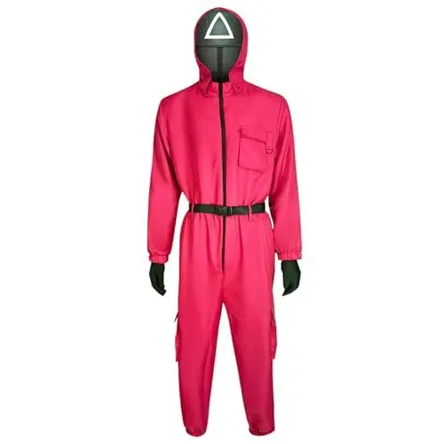 Produktbild: LILIHOT Game Kostüm Staffel 2,Faschingskostüme Costume Merch für Erwachsene Cosplay Set Rot Overall mit Kapuze ohne Maske,Verkleidung für Partys,Karneval & Halloween(#A Red,S)