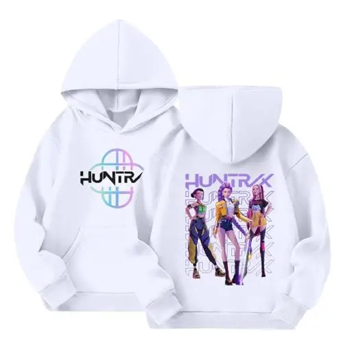 Produktbild: LILIHOT Hoodie Mädchen Kapuzenpullover mit Drucken Casual Langarm Pullover für Jungen Mädchen Hip Hop Streetwear Lustige Sweatshirt Oberteile Herbst Winter Hoodies 2-14 Jahre(#C White,3-4 Jahre)