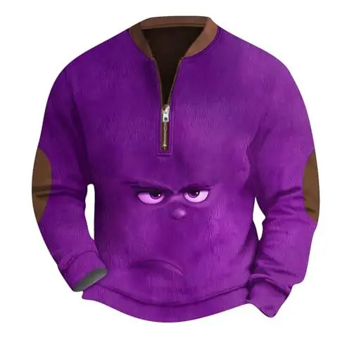 Produktbild: LILIHOT 𝑮𝒓𝒊𝒏𝒄𝒉 Pullover Herren Weihnachtsdruck Lustig Weihnachtspullover Rundhals Henley Shirt Ugly Christmas Sweater Weihnachtspulli Langarm Sweatshirt 𝑮𝒓𝒊𝒏𝒄𝒉 Kostüm(#39 Purple,3XL)