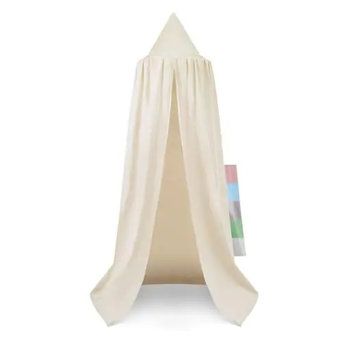 Produktbild: lilime® Betthimmel Baldachin aus 100% Baumwolle, ⌀50cm, Länge 240cm, Moskitonetz, Kinderzimmer, Hausbett, Kinderbett und Baby Bett - Beige