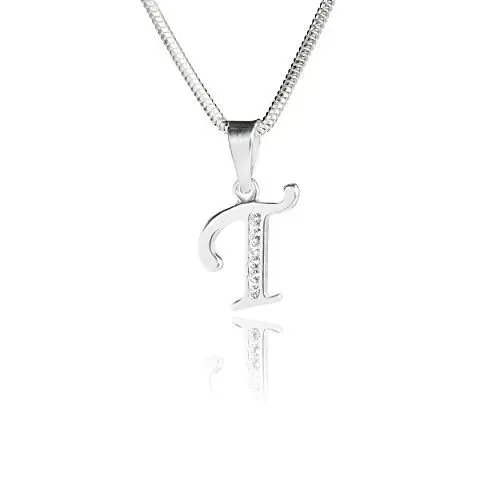 Produktbild: LILLY MARIE Damen Kette Sterling-Silber 925 Buchstabenkette Anfangs-Buchstabe T klar längen-verstellbar Geschenkverpackung Geschenk frau oder Freundin