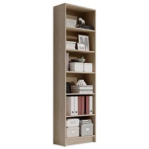 Produktbild: LILLY Regal Sonoma Eiche Optik - Modernes Bücherregal mit 6 offenen Fächern - Vielseitiges Büro Aktenregal Standregal mit viel Stauraum - 60 x 202 x 28 cm (B/H/T)