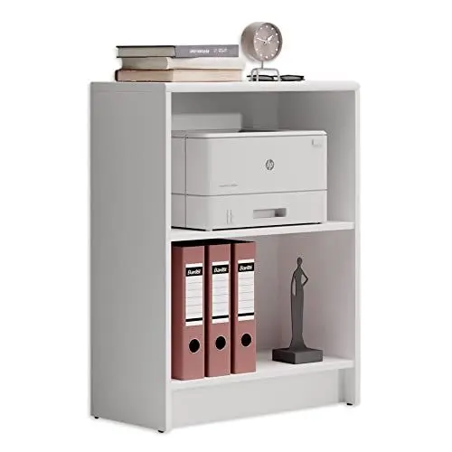 Produktbild: LILLY Regal Weiß - Modernes Bücherregal mit 2 offenen Fächern - Vielseitiges Büro Aktenregal Standregal mit viel Stauraum - 60 x 78 x 28 cm (B/H/T)