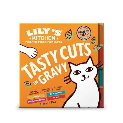 Produktbild: Lily’s Kitchen Mit natürlichen Zutaten hergestellt Schmackhafte Stücke in Sauce Nassfutter für ausgewachsene Katzen Multipack 4 x (8 x 70g)