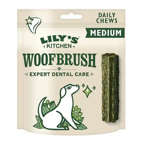 Produktbild: Lily's Kitchen Woofbrush Natürliche Leckerlis für ausgewachsene Hunde Zahnpflege-Kausnack - Mittlerer Hund (1 Packung mit 7 Kausnacks - 28g)