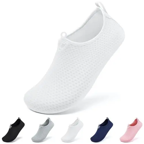 Produktbild: Limberun Wasserschuhe für Damen und Herren,Badeschuhe,Aquaschuhe Erwachsene,dusch- & Badeschuhe für Herren,Schwimmschuhe,Wasserschuhe seeigelfest für steinstrand Meer Fluss Weiß 40-41