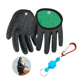 Produktbild: LIMEOW 1 Paar Angelhandschuhe Raubfisch Stichfeste Bissfest Wasserdicht Angelhandschuh mit 1 Stück Magnetverschluss Anti-Schnitt Rutschfesten Handschuh für Den Sicheren Umgang mit Hecht Wels