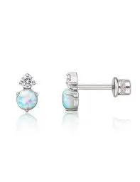 Produktbild: Limerencia Medizinische Titan Ohrringe, G23 Hypoallergen Gesundheitsstecker Ohrstecker mit Schraubverschluss, Nickelfreie Ohrringe für Damen, Mädchen und Kinder (CZ + White Opal)